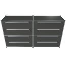 Sideboard 160x80 mit 4 Doppelschubladen, schwarzgrau