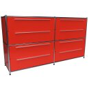 Sideboard 160x80 mit 4 Doppelschubladen, rot