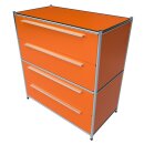 Sideboard 80x80 mit Doppelschubladen, orange