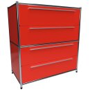 Sideboard 80x80 mit Doppelschubladen, rot